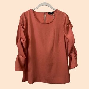 1.State Orange Ruched Sleeve Blouse